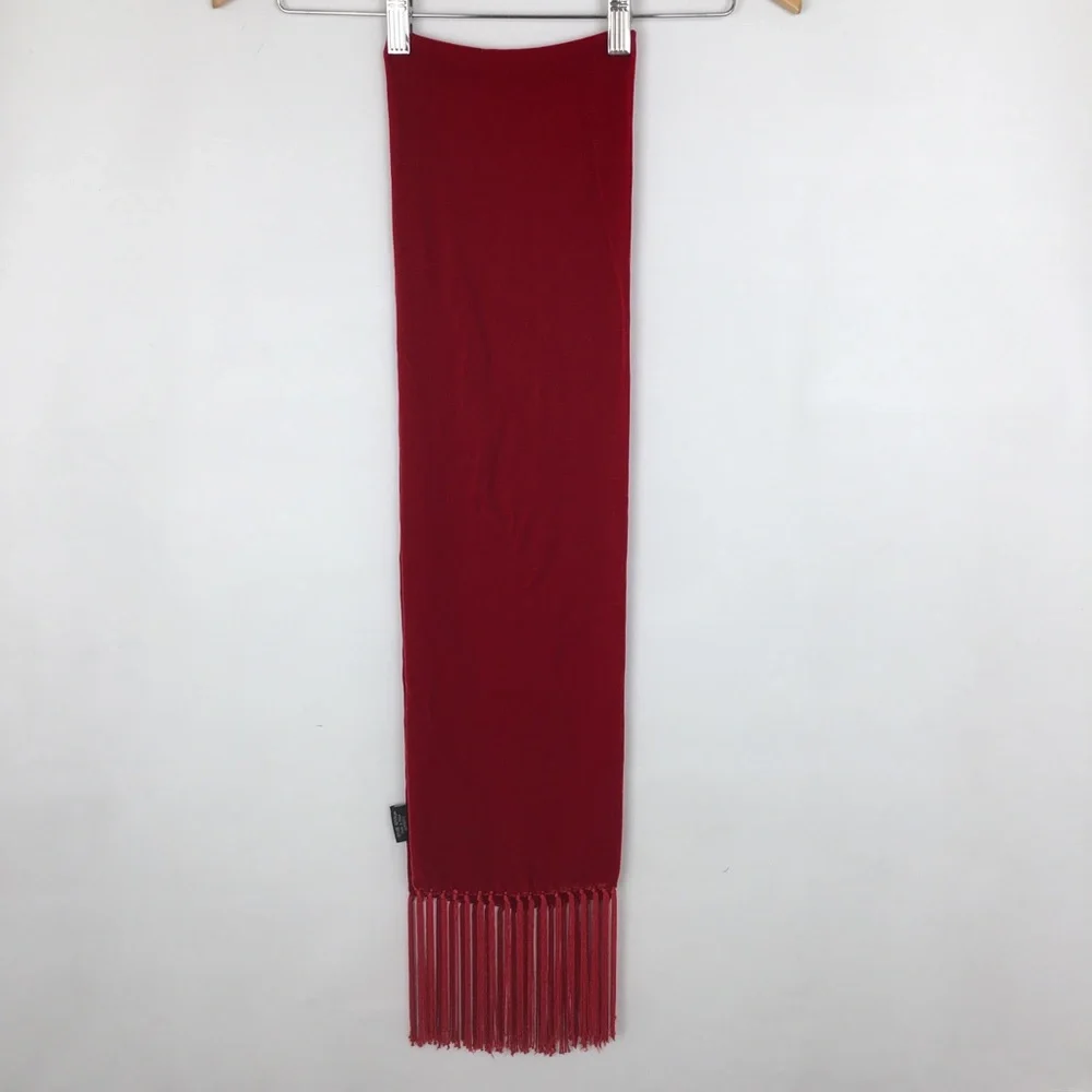 Cejon Accessories Red Velvet Scarf Silk Blend With Fringe